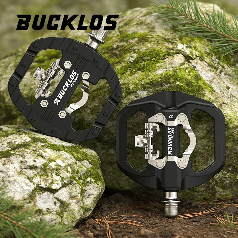 BUCKLOS 자전거 페달 락 플랫 믹스드 9/16 MTB 로드 바이크 페달 (S..