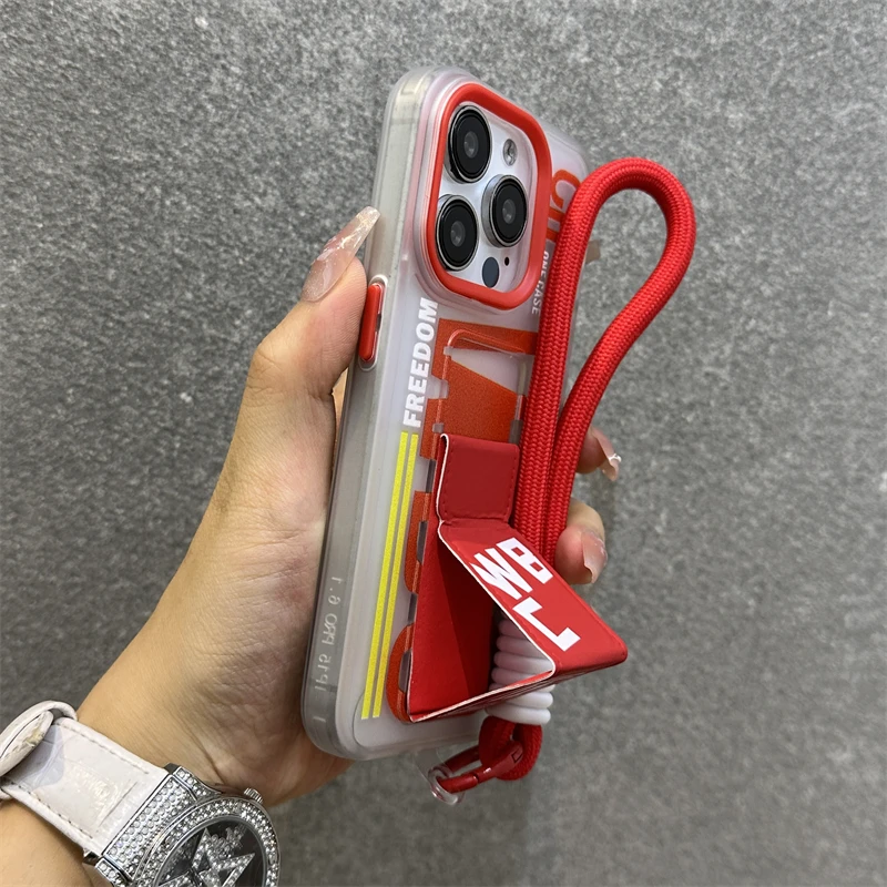 Luxury Fashion Soft Silicone Phone Case with Lanyard Holder and Wrist Strap