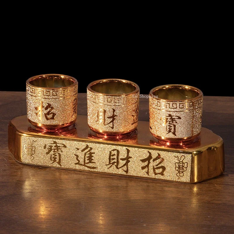 Sand Gold Ceramic Holy Water Cup Household Offerings To The Goddess of Wealth Avalokitesvara Water Cup Buddha Table Decoration holy water cup