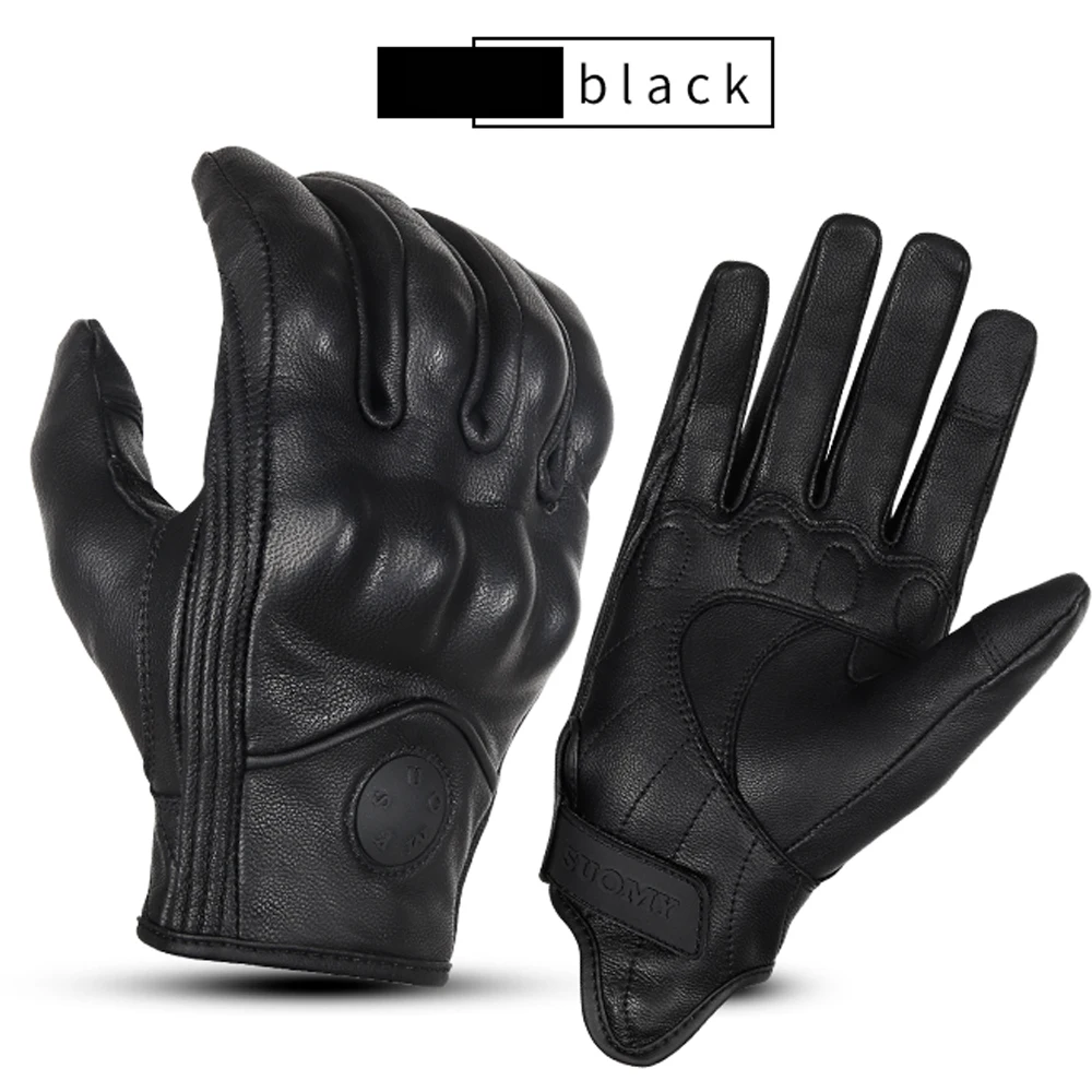 Men Women Motorcycle Leather Gloves Retro Riding Dirt Bike Gloves Waterproof Touch Screen MTB MX