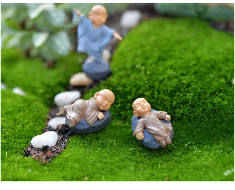4pcs Figurine Fairy Home Decoration Accessories Kawaii Chinese Buddhist Monks Miniature Bonsai Garden Furniture Resin Craft miniature ornament,ornament crafts,miniature figurines,resin crafts accessories,resin ornaments,resin crafts