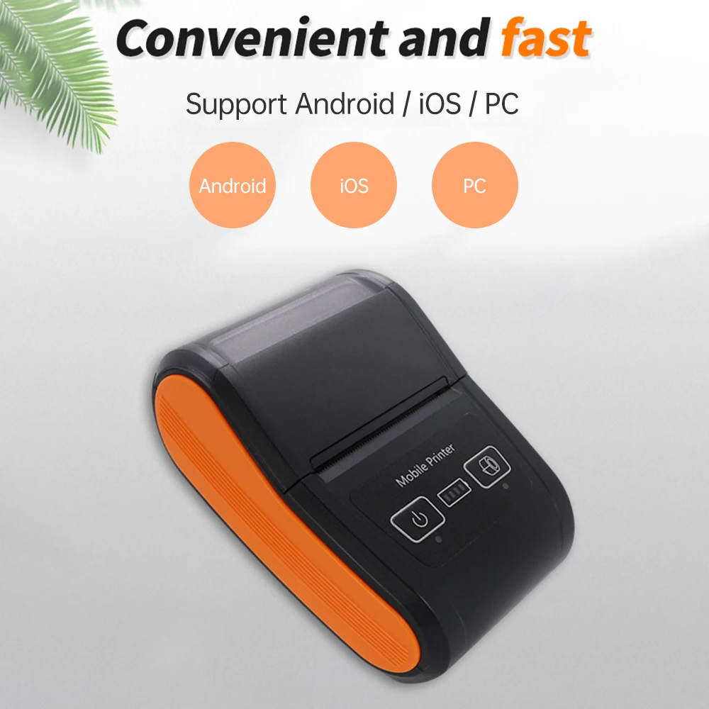 휴대용 영수증 프린터, 미니 열전사 인쇄, 무선 BT USB 203dpi 모바일 프린터, 2 인치 감열지 롤, 58mm