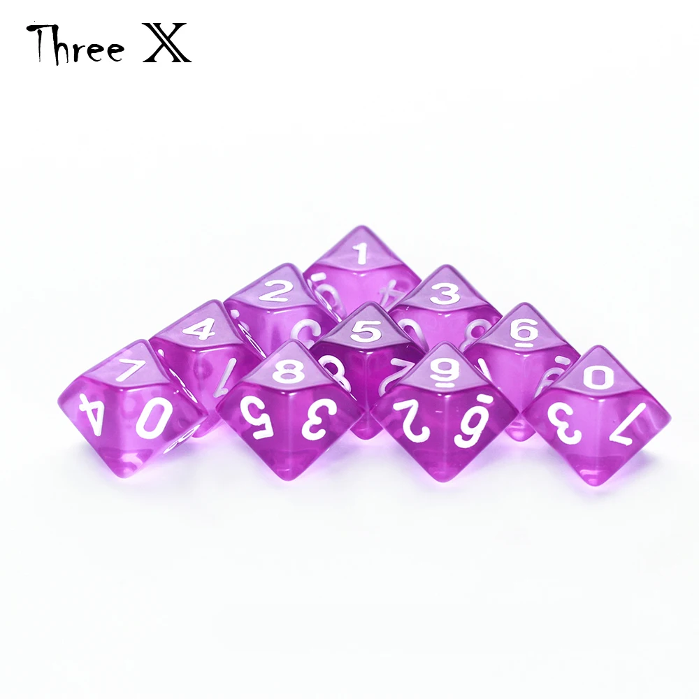 D10 DICE Set 10 d10 10 Sided Polyhedral Plastic Table Top RPG dice set game dice