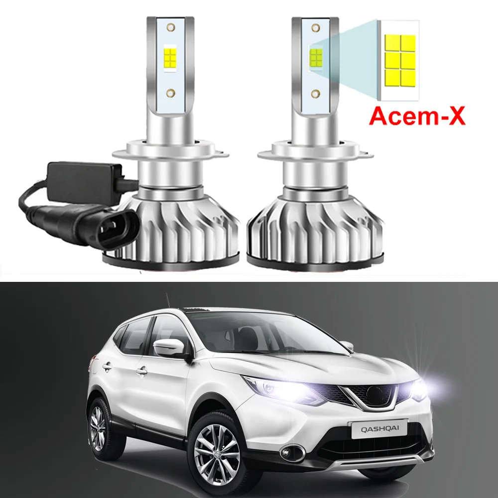 2PcsForNissanQashqaiJ112015LedHeadlightBulbswithACEMXChips