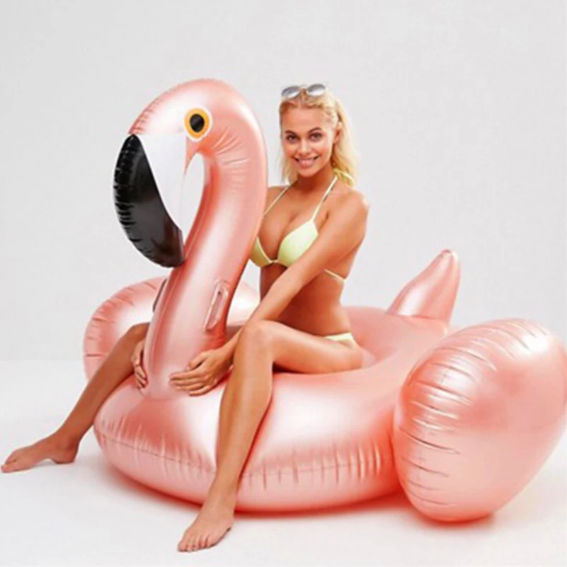 

150CM Rose Gold Inflatable Flamingo Pool Float Flamingo Boia Inflatable Swimming Ring Pool Swim Float Pool Party Boias Piscina