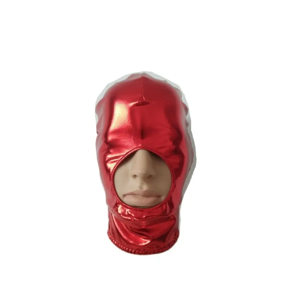 

Custom made Halloween cosplay Adults Shiny Metallic Hood Mask open mouth and nose