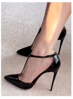 New T-shaped hollow high heels with toe caps, sandals with thin heels and pointed hollow out sexy shallow mouth single shoes - Image 5