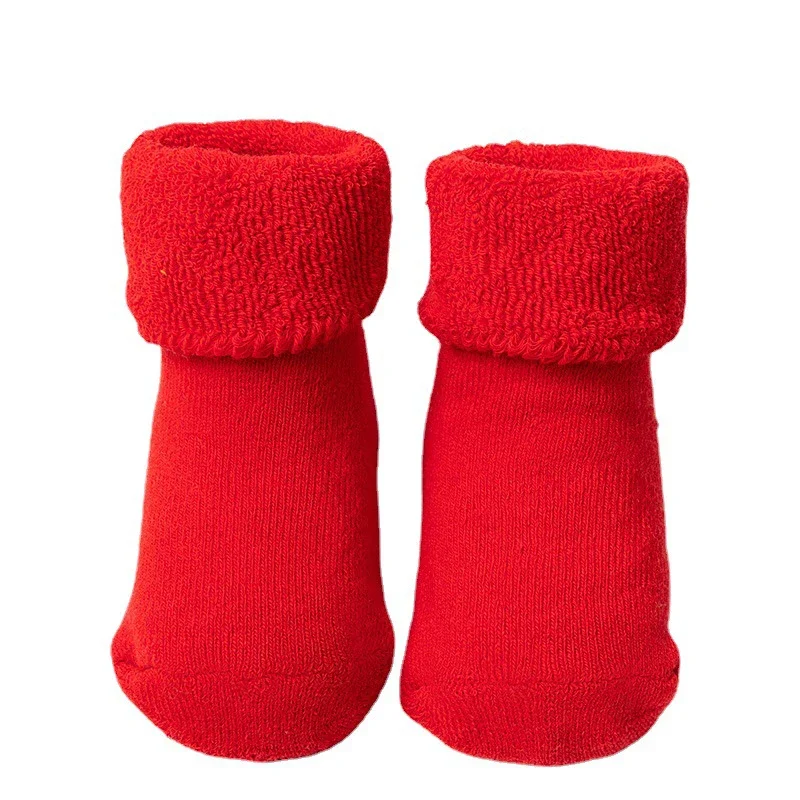 Baby Accessories Baby New Year Socks Girl Newborn Cute Warm Red Socks for Girl 2 Years Non-slip Floor Cotton Children baby socks