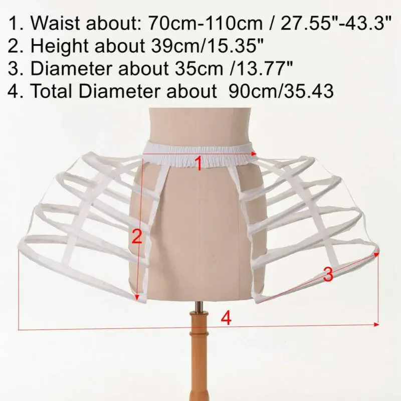 Women Pannier Double for Rococo Dress Crinoline Hoop Bustle Cage Underskirt