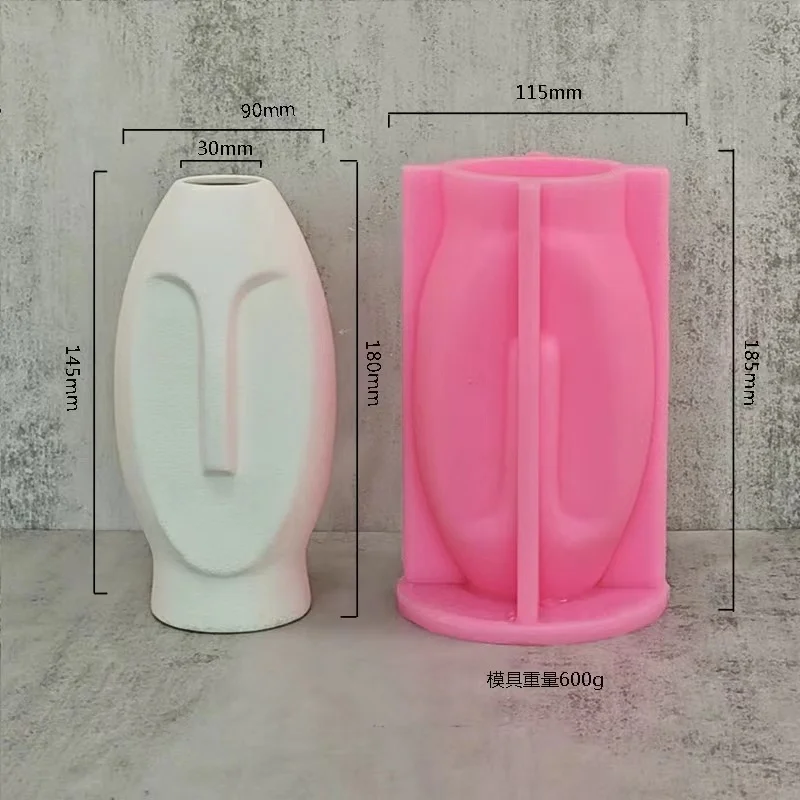DIY Epoxy Resin Silicone Vase Mould Face Flower Pot Concrete Gypsum Clay Pouring Silicone Mould Home Gardening Decoration Gift