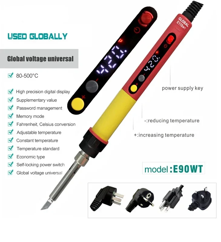 CXG E110W EU Plug Digital LCD Adjustable NC thermostat Electric soldering iron handle kit set Welding repair Better than 936d 2