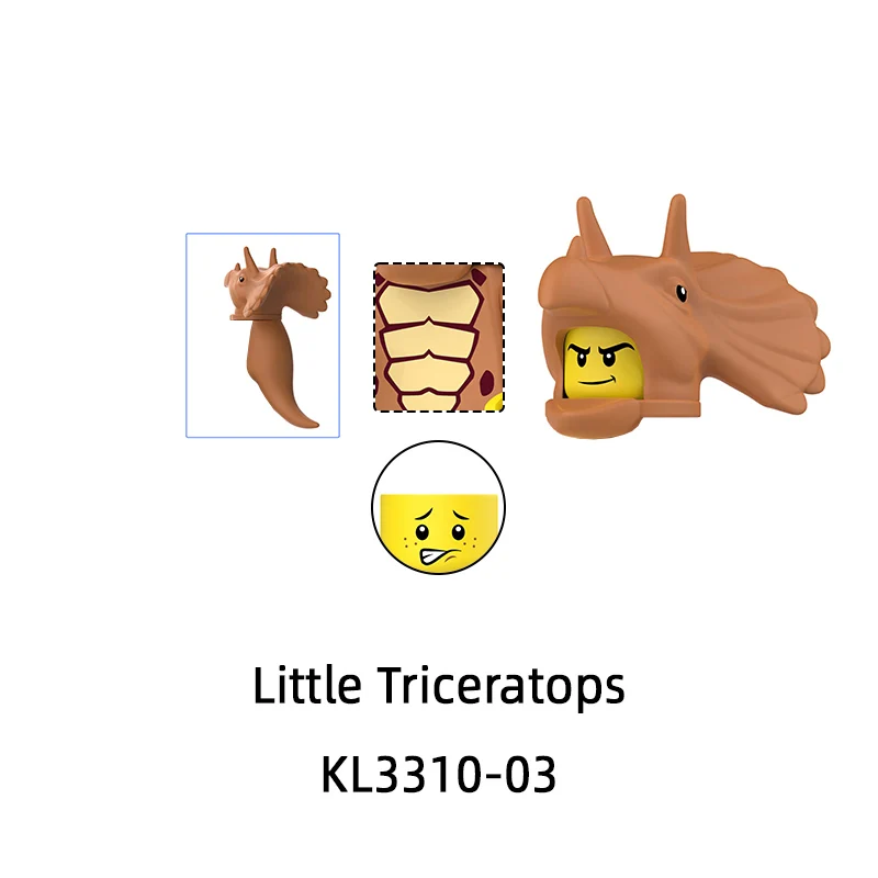 KL3310 작은 트리케라톱스 모델 블록 MOC 벽돌 세트 선물 장난감