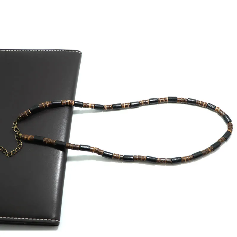 Neue In Vintage Coconut Wulst Männer Halskette 18 Inch Kurze Natürliche Holz Kragen Festival Zubehör Halsband Stein Colar Geschenk Für ihn – Detail 5