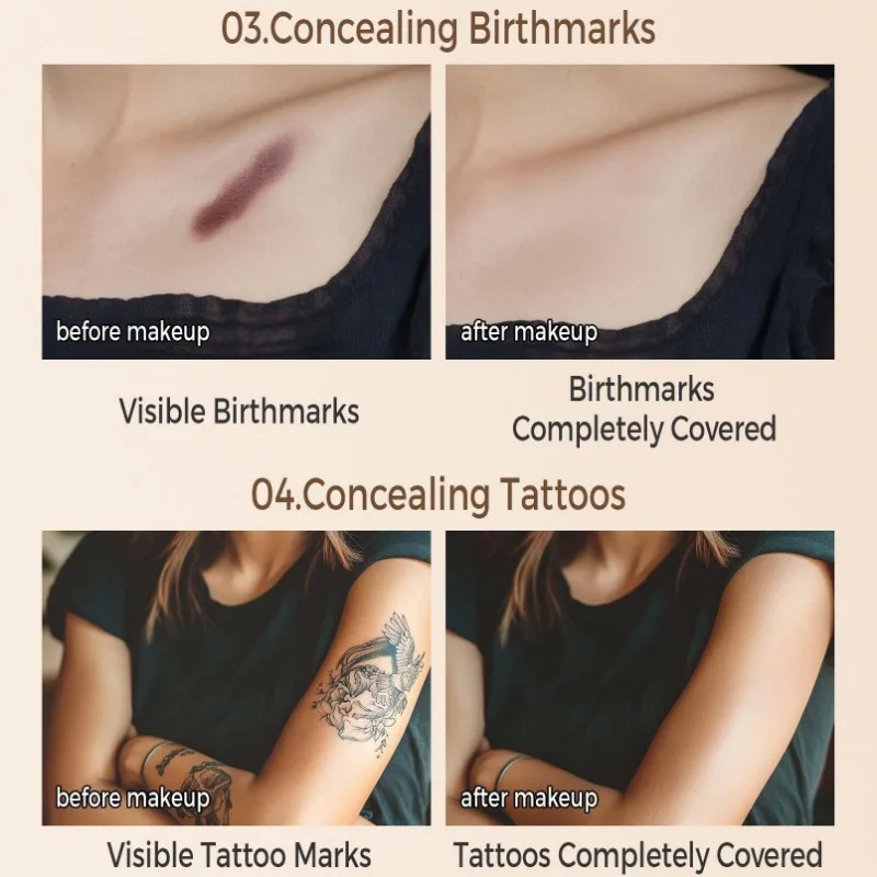 High Coverage Concealer Strong Covering Dark Circle Freckle Tattoo Long-lasting Foundation BB Cream Face Makeup Base Cosmetics