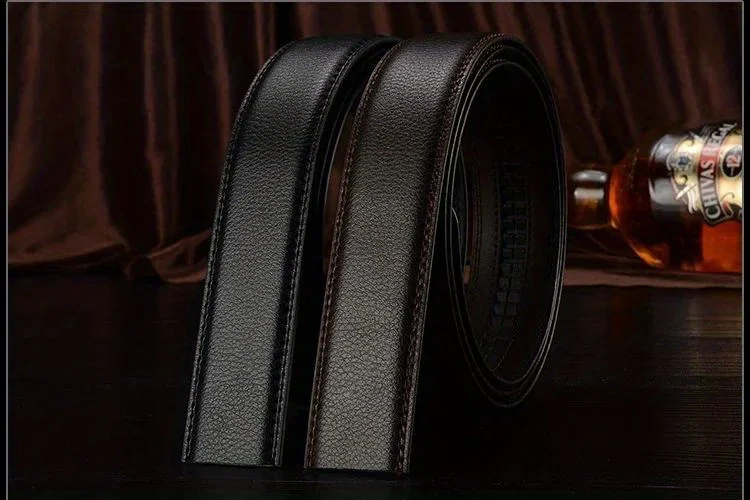 Men and Women No - Buckle PU Business Belt - Width 3.0cm - 3.5cm, Suitable for Jeans