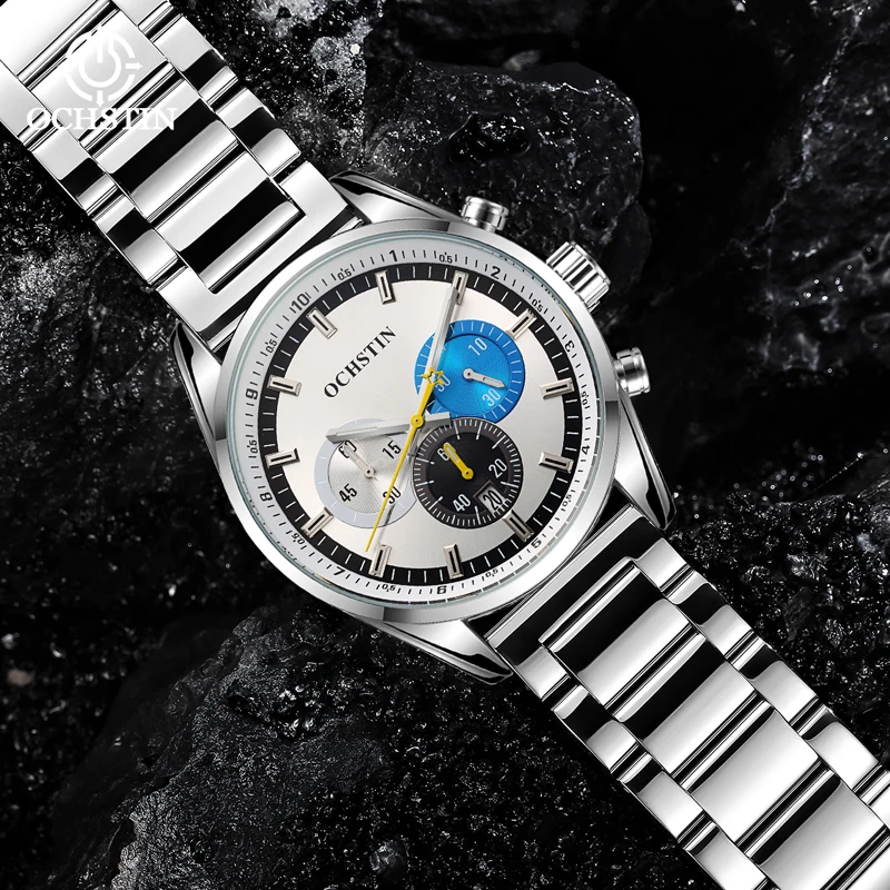 OCHSTIN Commander Series Multi-functional Quartz Watch Steel Strap Trend Changing Daily Quartz Watch HD Luminous