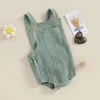 Newborn Baby Girl Boy Cotton Linen Suspender Bodysuit Summer Clothes Solid Color Sleeveless Square Neck Jumpsuit for Kids 1
