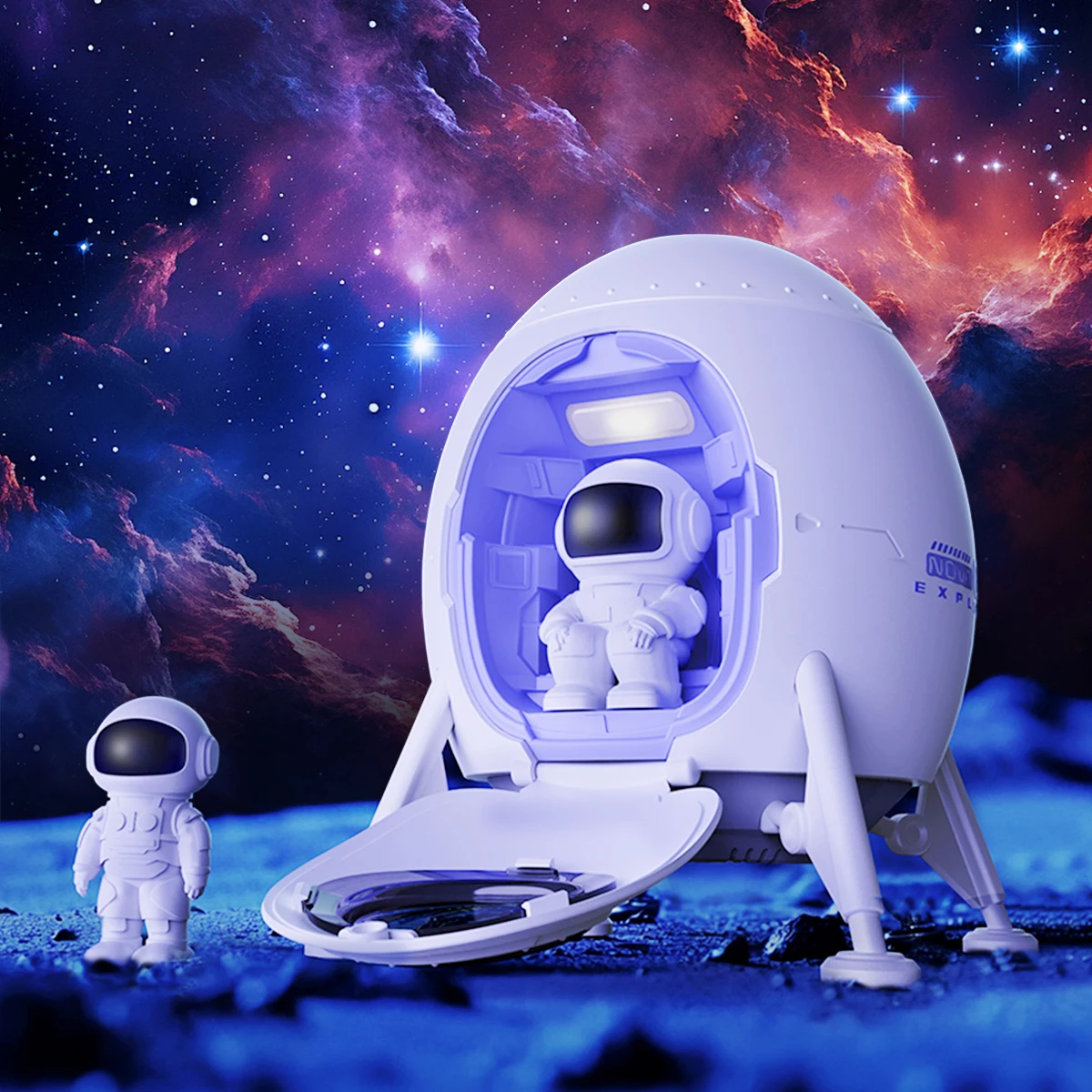 Astronaut Galaxy Light Projector Space Lander Spacecraft Ceiling Projector Remote Control Timer Lunar Meteorite Crater Mat