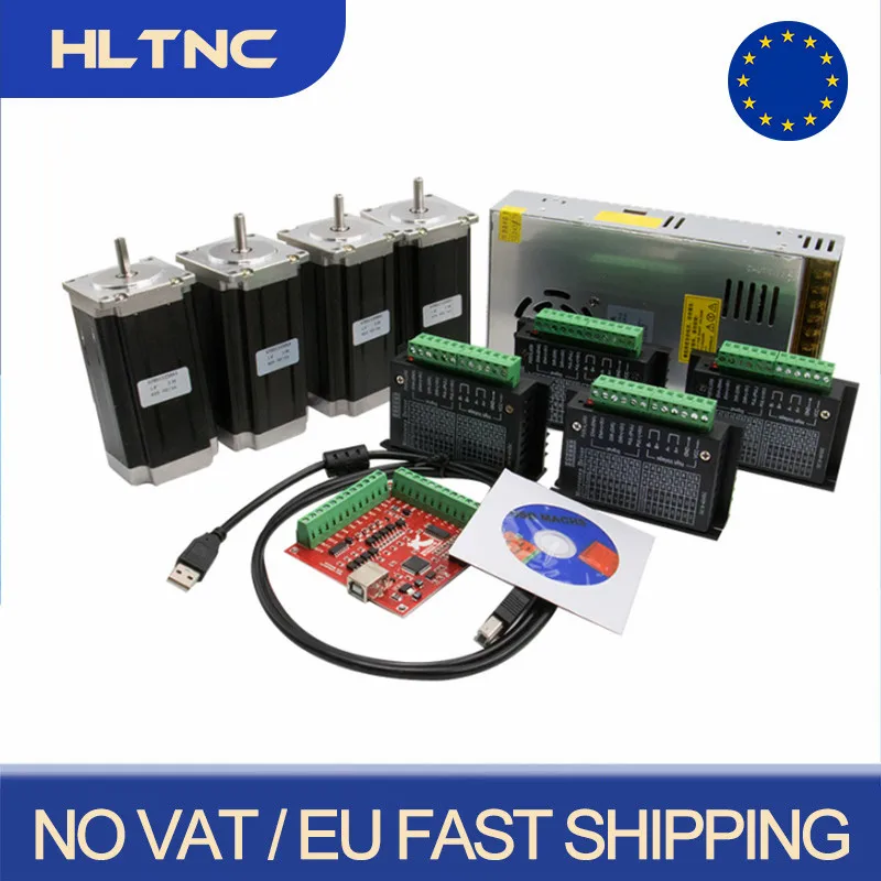 Kit Motore Passo-Passo Nema23 Spedito Ue 3 /4 Axis 57 Engine + Tb6600 Microstep Drive + Alimentatore Switching + Scheda Controller Mach3