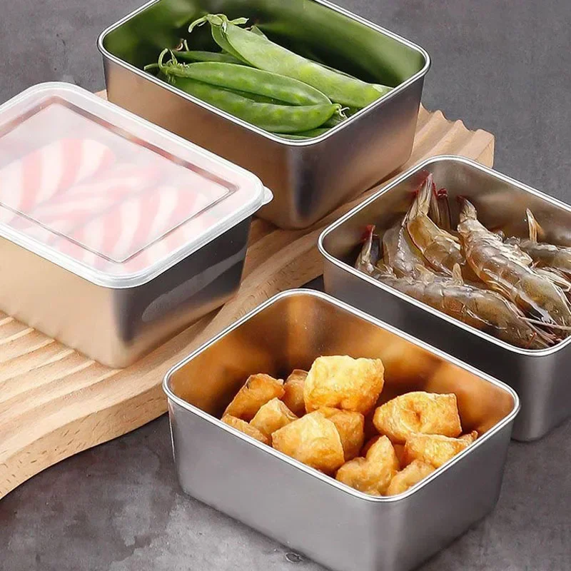 201/304 Stainless Steel Food Storage Serving Tray Fruits Cake Bread Storage Containers Rectangle Plates Home Kitchen Supplies 5