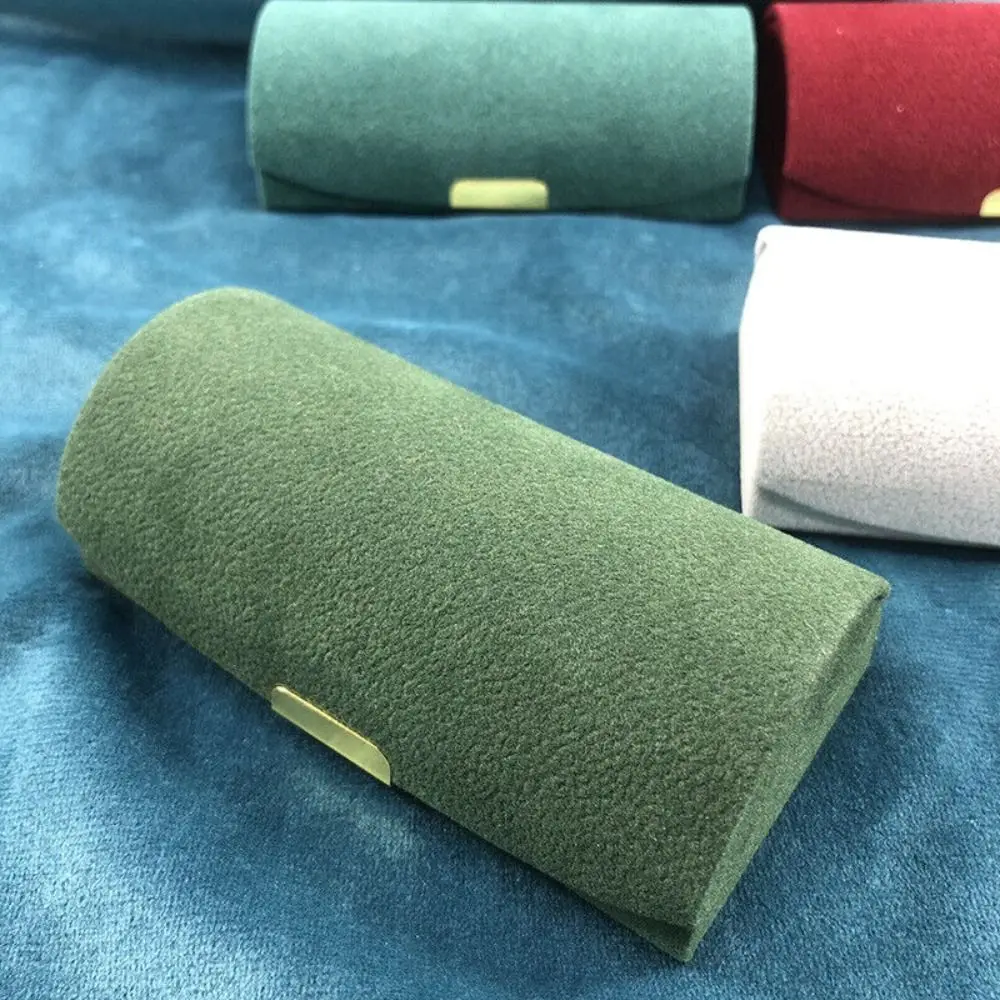 

Solid Color Jewelry Storage Case Portable Arch Buckle Jewelry Organizer Single Layer Velvet Necklace Earring Ring Display Holder