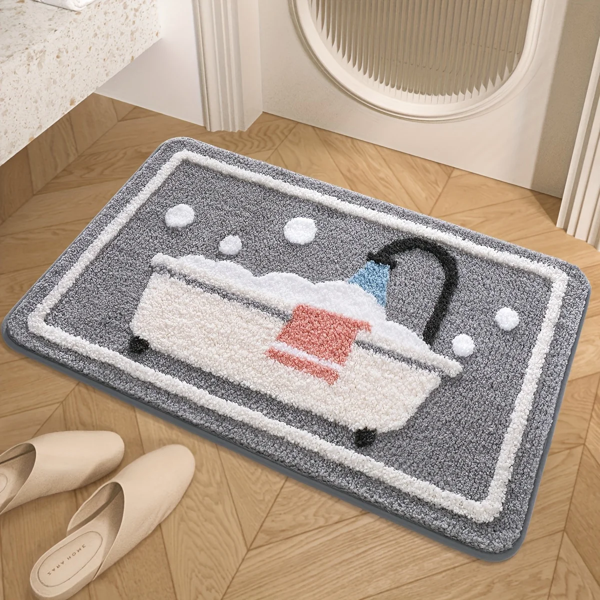 Non-Slip Knit Bath Rug with TPR Backing – Water Absorbent & Machine Washable Polyester Bath Mat for Bathroom, Shower Non-Slip Knit Bath Rug with TPR Backing – Water Absorbent & Machine Washable Polyester Bath Mat for Bathroom, Shower