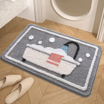 Tappeto da bagno in maglia antiscivolo con supporto in TPR – Tappetino da bagno in poliestere lavabile in acqua e lavabile in lavatrice per bagno, doccia 1