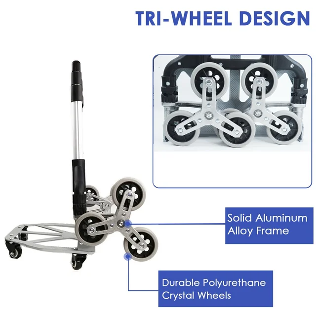 50 Kg -Os Nehéz Húzó Kosár Szállító Élelmiszerbolt -Bevásárló Táska Kültéri Kemping Összecsukható Kocsi Otthoni Bevásárló Pótkocsi A Piacon - Image 2