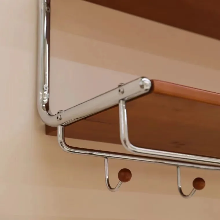 Minimalist Wall Shelf Hanging Storage Rack for Entryway Living Room Bedroom Vintage Solid Wood Bookshelf