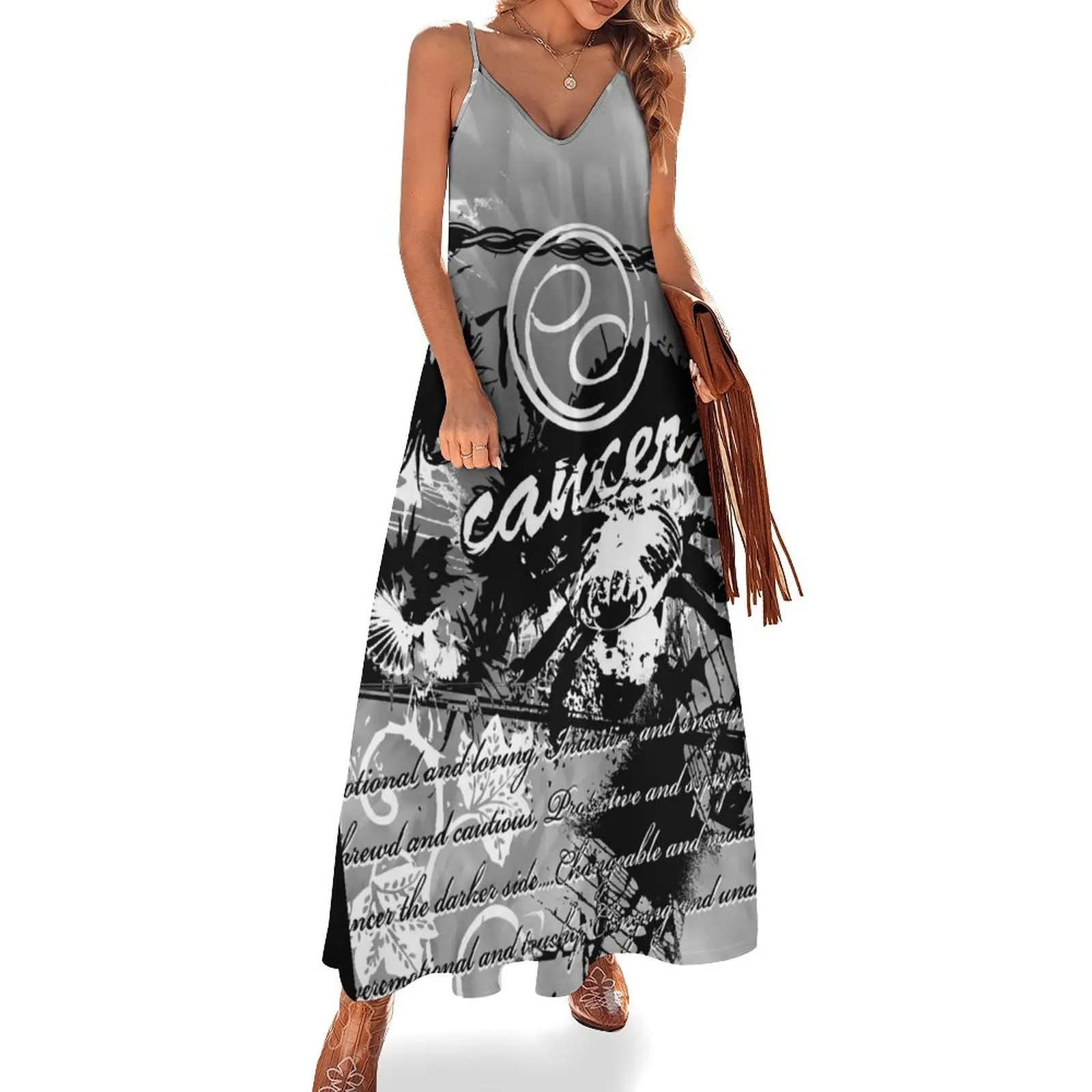 

Zodiac Cancer, June 21 - July 22 (Grey) Sleeveless Dress Dress woman elegant chic wedding evening dresses