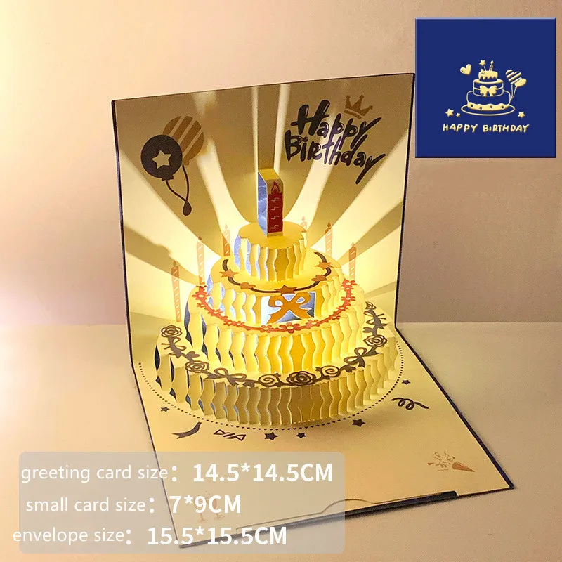 3D Pop-Up Greeting Card with Music & Light – Happy Birthday Message Card for DIY Bl... - SKU PGC02212 - UGI Packaging