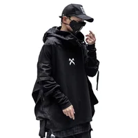 Black Japanese Streetwear Trench Coats Techwear Hoodie Jackets for Men - Image 4
