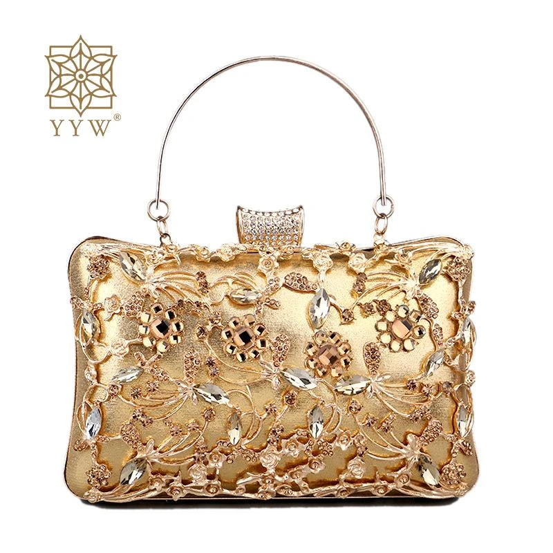 Gaan Rechthoek Gedachte Vintage Bloemen Vrouwen Clutch Bag Luxe Rhinestone Gold Bridal Avondtassen  Vrouwen Dames Clutch Glitter Diamond Party Purse| | - AliExpress