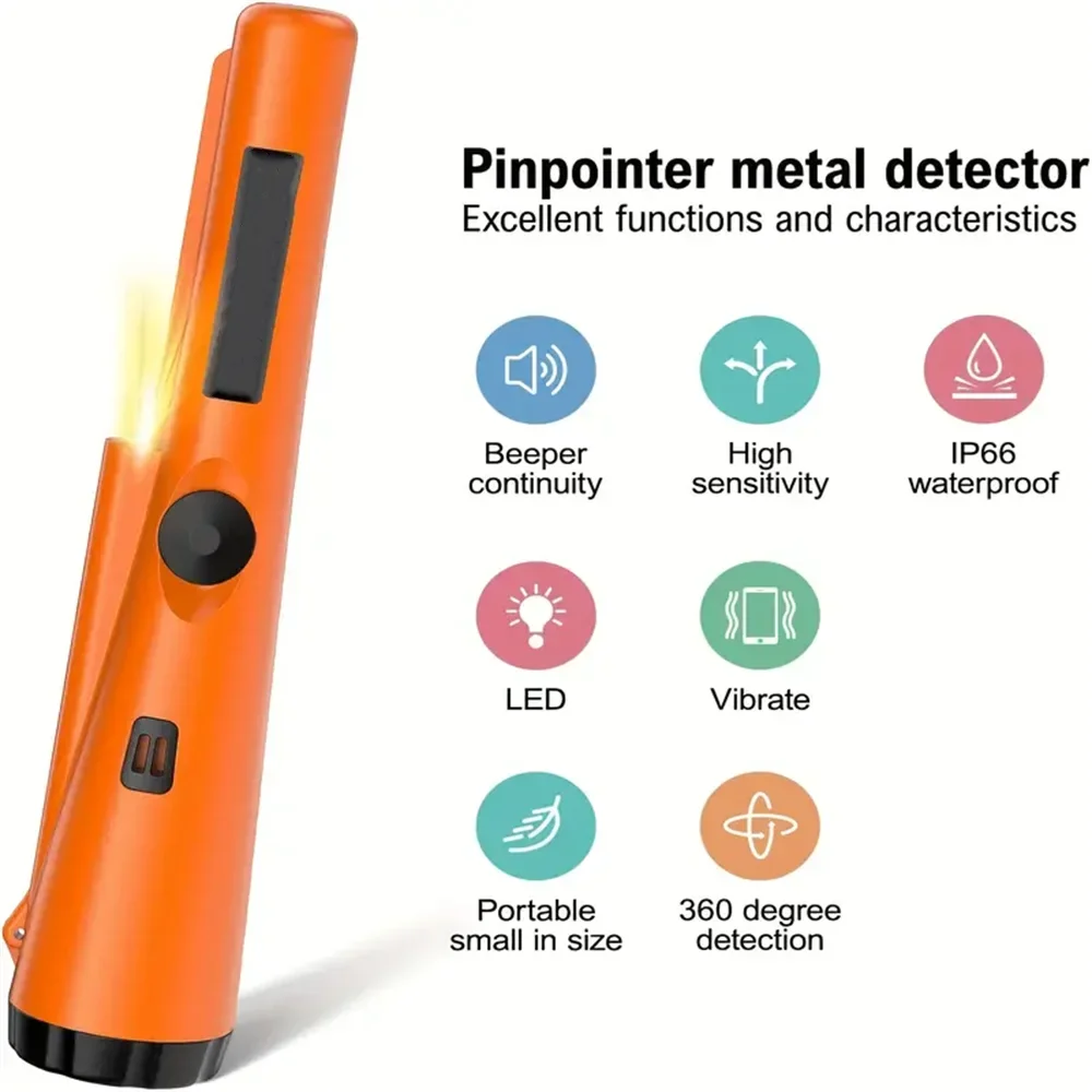 Metal Detector Pinpointer Waterproof Handheld Pin Pointer Wand Golden  Treasure Hunting Unearthing Tool Accessories