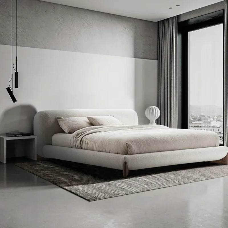 

Bed Yujifeng solid wood master room double modern simple cloth art room big 1.5m light luxury Italian minimalist