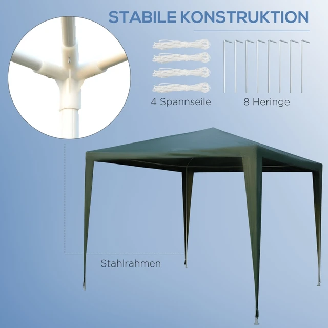 Kültéri Kerti Pavilon, Pavilonok, Nagy Sátor, Party Időjárásálló Szúnyoghálóval, Poliészter Szürke 2,7 M. - Image 3