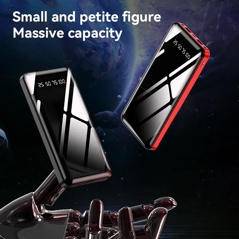 100000mAh Portable Charger Mobile Power Bank Ultra-thin Large Capacity Battery Digital Display Mirror For iphone Samsung Xiaomi 4