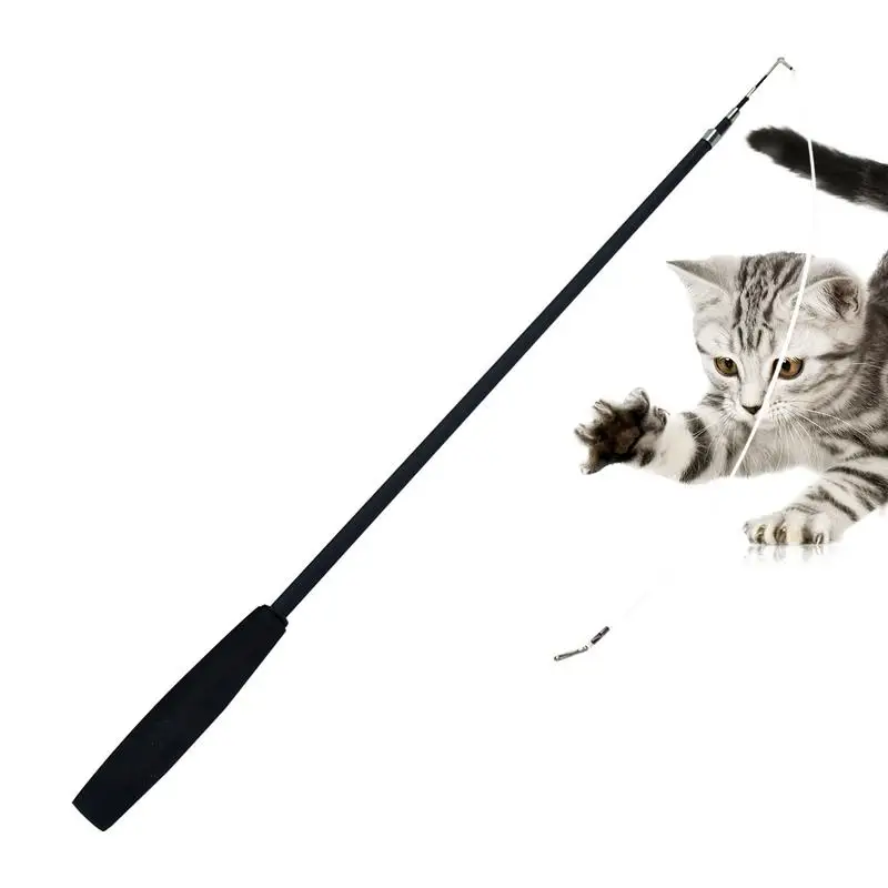 

Retractable Cat Wand Interchangeable Teaser Toys 4-Section DIY Wand Funny Exercise Interactive Catcher With 2 Replacement Heads