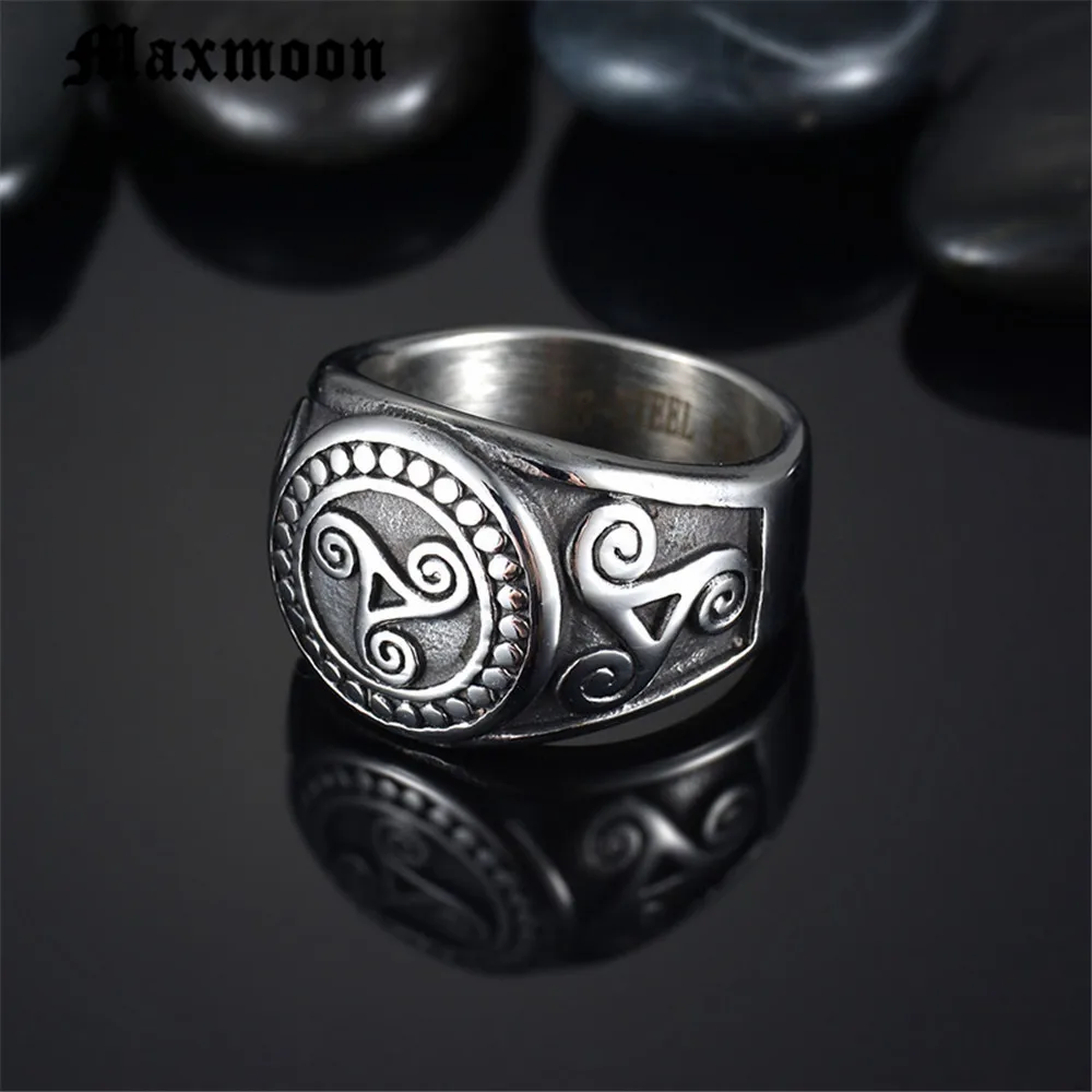 Maxmoon Punk Retro Teen Wolf Midi Ring Triskele Triskelion Allison Argent Stainless Steel Finger Signet Ring For Men Gift 4