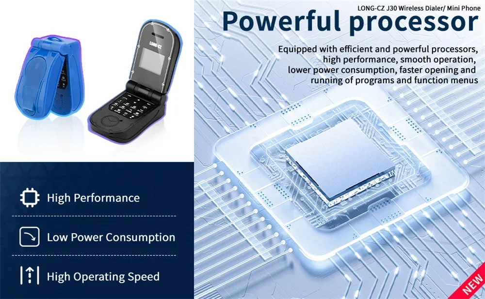 UNIWA J30 2G Mini Flip Phone with Push Button Wireless Bluetooth Dialer Multi-function FM Magic Voice Handsfree Earphone