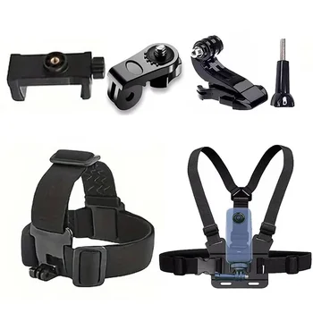 Kit 6 Pezzi per Action Camera: Supporto Regolabile per Telefono, Cinghia per Testa e Pettorale per GoPro Hero 13 12 11, Accessori per Smartphone e Insta360