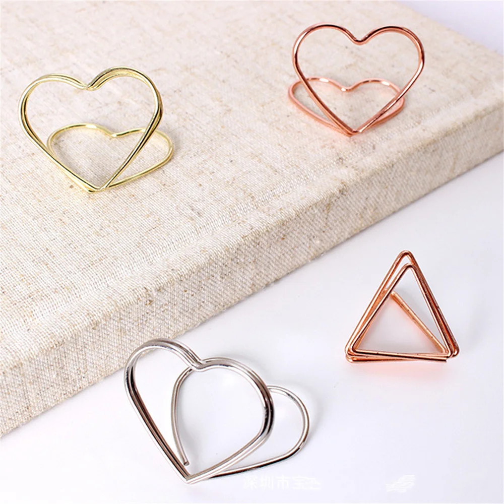 종이 클립 삼각형 소형 사랑 하트 종이 클립 문구류 사무용품 실용적이고 기능적인 테이블 홀더