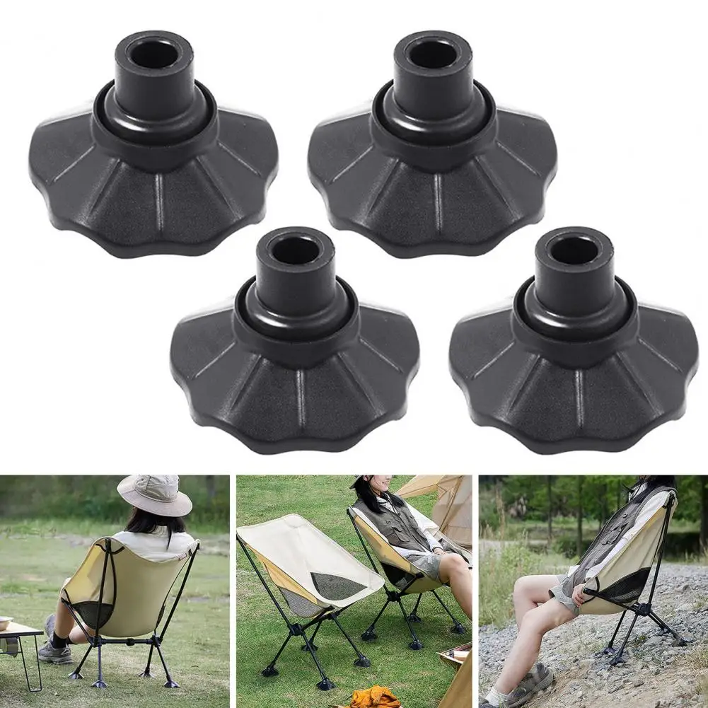 4-Pack Camping Chair Leg Protectors – Floor Savers For Outdoor Chairs, Tables & Stools (Black, 13-16mm Inner Diameter)