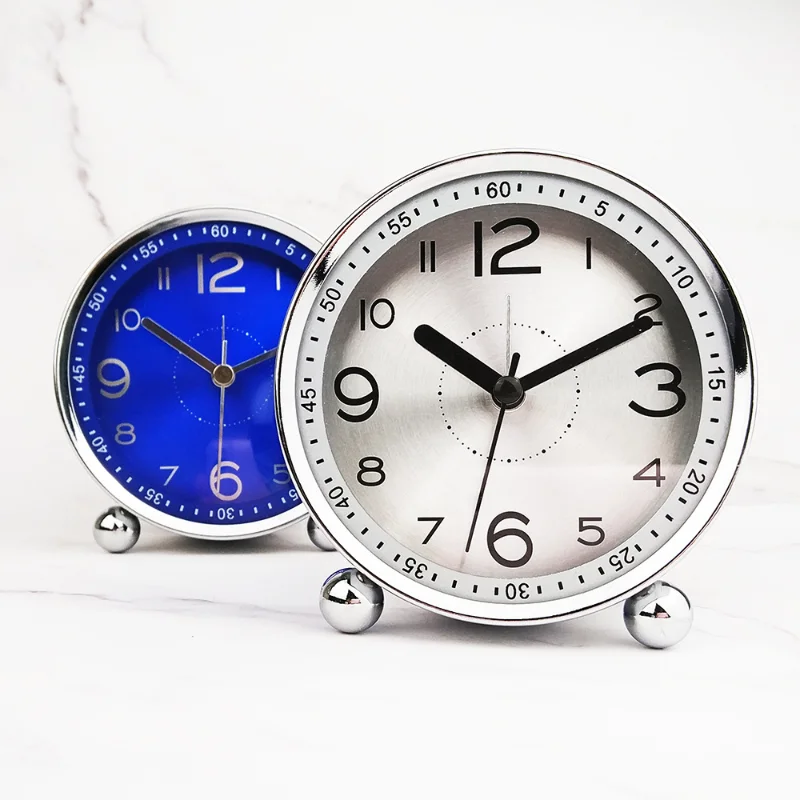 

4 Inch Simple Metal Alarm Clock Creative Desktop Decoration Clock Silent Quartz Watch Student Wake Up Bedside Alarm Watch