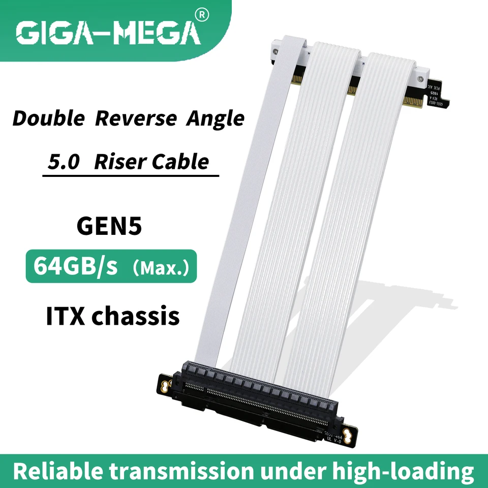 thumbnail image 2 of LINKUP - AVA5 PCIE 5.0 Riser Cable [50cm (Total Length 54cm)] RTX5090 RX9070 GPU Ready | X16 2 of 11