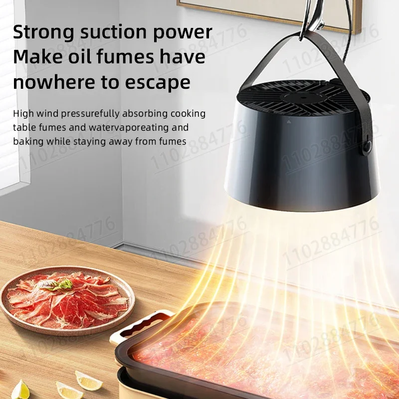 Outdoor Desktop Smoking Machine Portable Mobile Barbecue Hot Pot Exhaust Machine Quiet Strong Suction Exhaust Fan Range Hood