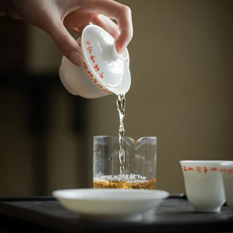 White Jade Glaze Gaiwan Single White Porcelain High-Grade Tea Brewing Bowl Tea Cup Egg-Shell Porcelain Set