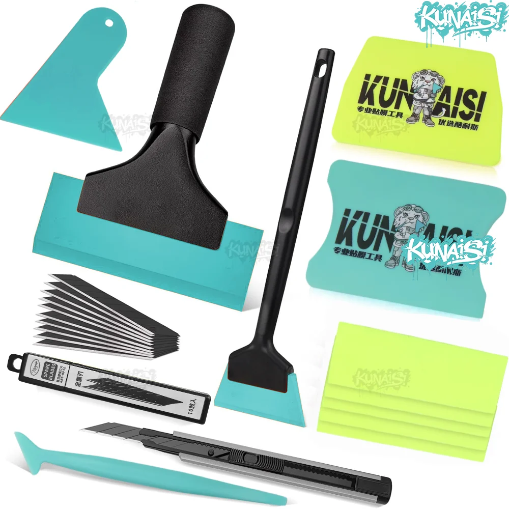 KUNAISI Auto Film Wrap Tool Kit Rakel Set Vinyl Schaber Cutter Fahrzeug Fenster Tönung Wrapping Werkzeuge Vinyl Spachtel Auto Zubehör – Detail 1