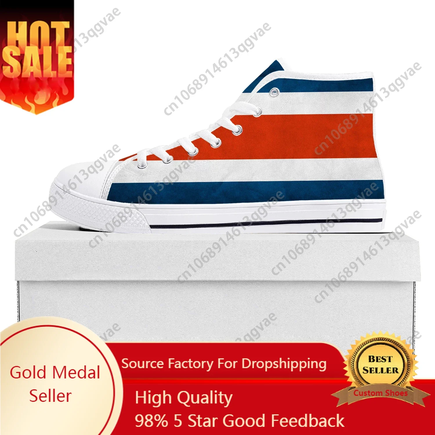 Costa Rican Flag High Top High Quality Sneakers Mens Womens Teenager Canvas Sneaker Costa Rica Casual Couple Shoes Custom Shoe