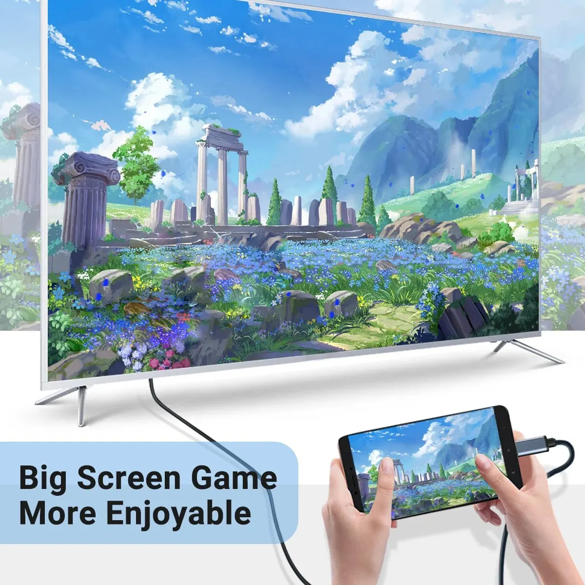 Ȩ ǽ USB C-HDTV ̺, USB C Ÿ-HDMI ̺, Ʈ 4/3,  15  ƽ ư ȣȯ, 6.6FT, 4K @ 60Hz